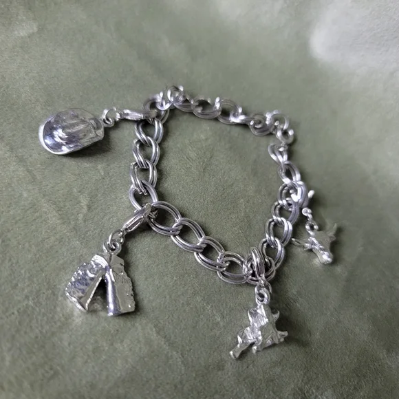 Vintage Silver Western Yallternative Coastal Cowgirl Charm Bracelet - Picture 3 of 7